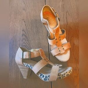 Leopard Print Tan Women's Heeled Sandals